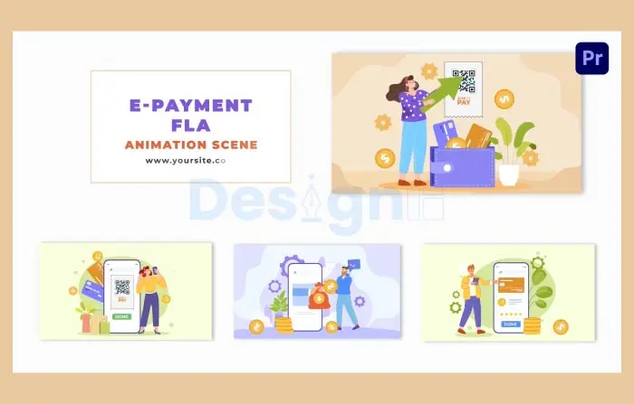 E Payment Concept Flat Design Animation Scene